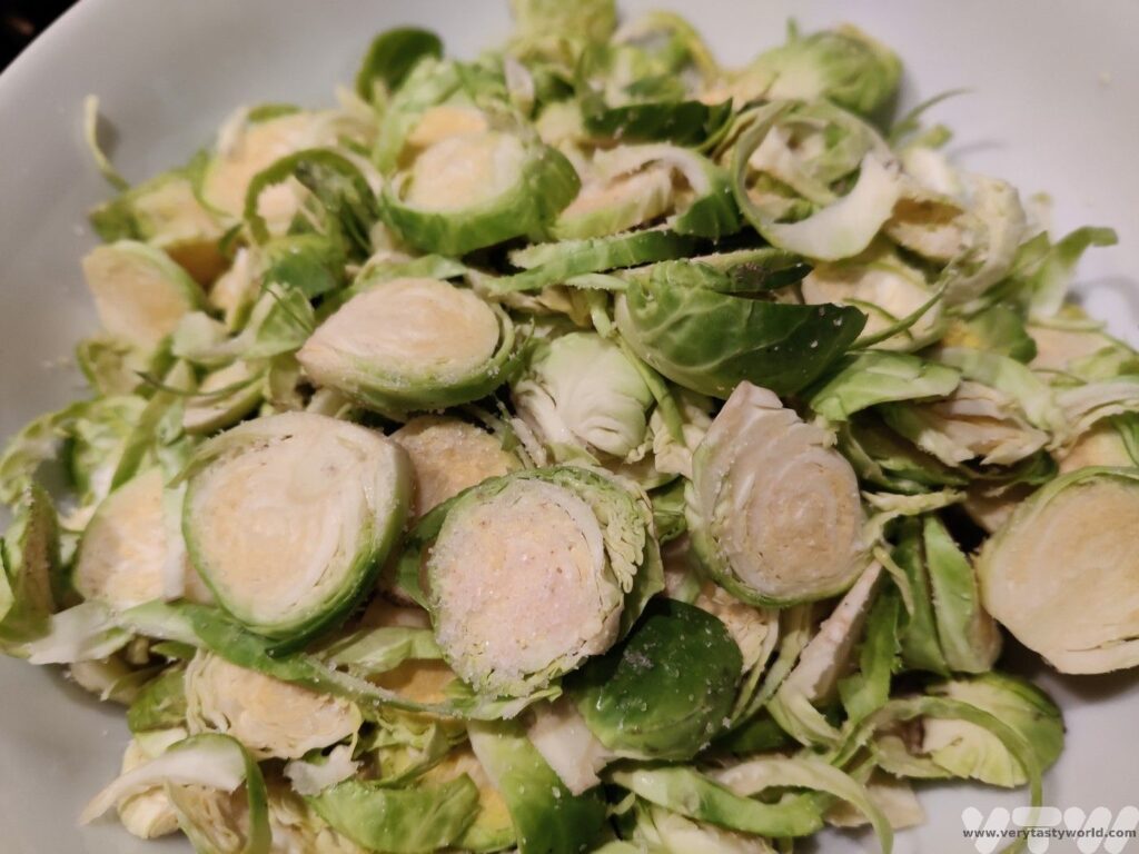 sliced and salted Brussels sprouts